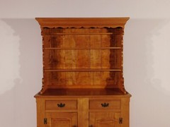 Circa 1953 BONENBERGER Tiger Maple 2 PC Kitchen Dining Stepback Cabinet Hutch