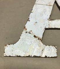Decorative Salvage Tin Ceiling 16″ Patchwork Blue Metal VTG Letter A 1795-24B