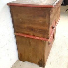 Antique Primitive Pine Farmhouse Cabinet Painted Country Cupboard Washstand