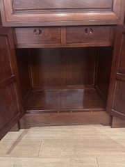 George Zee & Co. Bar Cabinet Brown Wood Mirrored Interior Bottle Storage