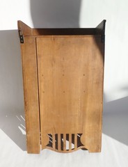 Antique Art Nouveau Carved Cabinet with Floral Details, Wooden Wall Chest