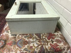 ANTIQUE SHABBY LIGHT GREEN MEDICINE CABINET CUPBOARD W/MIRROR 18 X 14 X 6” DEEP