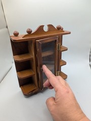 Small Vintage Wooden Curio Wall Mount Knik Knak Cabinet With Door