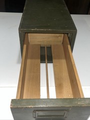 🇺🇸Rare Antique Military Green Wood Globe Wernicke Card Index Drawer W-15-146