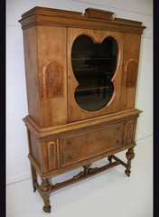 Antique Jacobean China Cabinet Reaser Furniture Buffet Hutch Bookcase c1920s