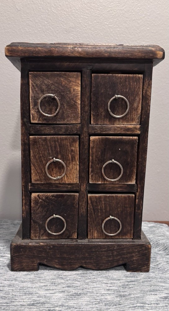 Vintage Wooden Cabinet With Six Drawers – Made In India