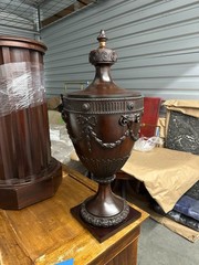 Pair of Late 20th Century Mahoghany George III Style Urns on Stands