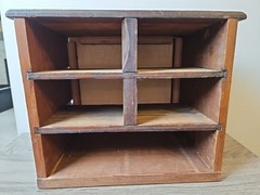 Antique Early Primitive Wood 5 Drawer Handmade Apothecary Roman Cigar Cabinet