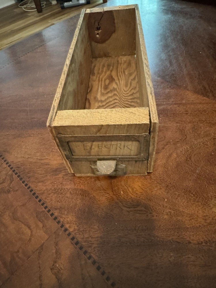 Wood Antique Parts Cabinet Drawer, Great Shape 11 5/8”x3 3/4”x4” Likely Handmade