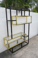 Hollywood Regency Black and Brass Finish Display Shelving Etagere 5459