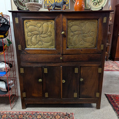 Antique Chestnut Tin Punched Brass Panel Large Wooden Pie Safe Cabinet – Pick Up