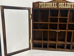 VTG Enesco Personal Collection Wooden Curio Cabinet Shadow Box 17″ SEE DESC