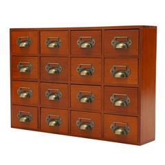16 Drawers Tabletop Library Card Catalog Cabinet Vintage Apothecary Storage Box