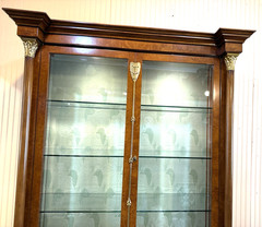 Italian Burled Walnut Display Cabinet | Glass Door & 3 glass Shelves & Light