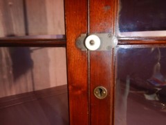 Antique Corner Cupboard Cabinet Walnut Divided Glass Door