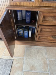 Elegant wood China Cabinet – Glass Doors, Display Shelves – Great For DIY Refurb