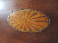 Federal Period Scalloped Shell Mahogany Inlay Bedside Cabinet Stand End Table