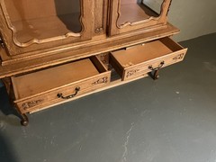 French Country Style Vintage Oak China Display Cabinet