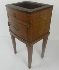 Cabinet Side table Night stand Queen Anne Style Wood Marble Inlay Butterflies