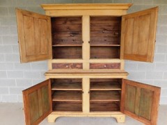 Antique Primitive 2pc Step Back Cupboard 56″w