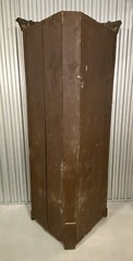 Antique 19thC Spanish Brown Painted Glazed Door Corner Cupboard Old Paint