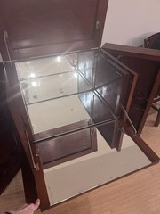 George Zee & Co. Bar Cabinet Brown Wood Mirrored Interior Bottle Storage