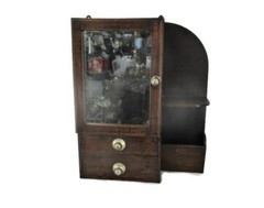 Art Deco Wood Kitchen Apothecary Bathroom Wall Cabinet Beveled Glass Mirror Lett