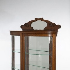 Antique RJ Horner School Carved Oak & Curved Glass China Cabinet C1910
