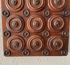 Antique Arts Crafts Unique 12 Drawer Wall Spice Cabinet Copper Labels