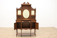 Art Nouveau Antique Carved Mahogany Etagere Display or Bar #51867