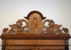 Incredible 19th Century Italian Inlaid Cabinet with Figural Design 2 Dr/ 4 Drawe