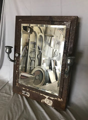 Mid Century Metal Recessed Medicine Cabinet Chrome Sconces Old Hotel VTG 495-23B
