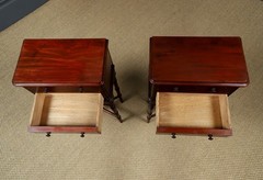 Antique English Victorian Small Pair Mahogany Bedsides Locker Tables Nightstands
