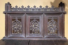 19th Century French Two-Piece Gothic Style Oak Cabinet