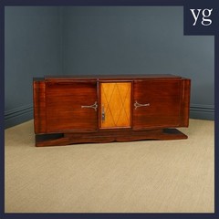 Art Deco French Mahogany & Walnut Cupboard Credenza Cabinet Sideboard (c. 1930)