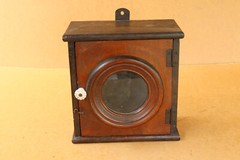 Vintage Clock Antique Wood Box Case for Alarm Clock Wall Cupboard Chest 1950s.