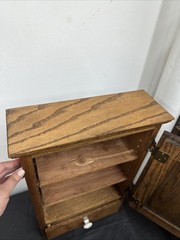 Antique Medicine Apothecary Cabinet Tiger Oak Wood Punched Tin Pineapple 🍍