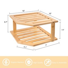 VERTORGAN Bamboo Corner Shelf,2 Tier Plate Organizer for 1 Pc, Natural