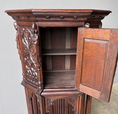 Vintage French Gothic Revival Cabinet/Console/Sideboard, Highly Carved Oak Wood