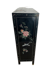 Mid Century Chinese Console Cabinet Double doors, Two Drawers Chinoiserie Carved