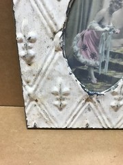 VTG Shabby 9×11 Photo 4×6 Oval White Tin Ceiling Picture Frame Chic Old 630-26B