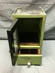 VTG Old Wood Surface Mount Cabinet Shabby Green Country Cottage Chic 732-25B
