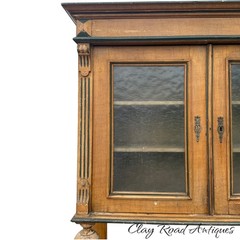 antique French country step back pine cupboard cabinet original paint decoration