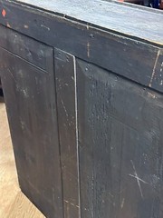 antique Georgian chippendale oak pewter cupboard cabinet 2pc fluted