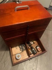 VTG 9 Drawer Dentist Apothecary Cabinet w Dental Tools & Accessories Mahogany