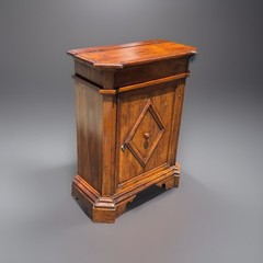 Antique Italian Baroque Walnut Credenza with Diamond Point Door, Late 17th C