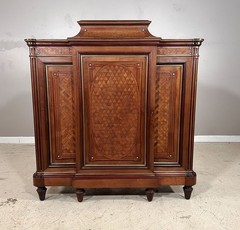 Exceptional French Antique Bar Cabinet Server Sideboard Walnut & Birdseye Maple
