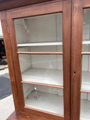 Antique Walnut 2pc Kitchen Hutch Cabinet Stepback Pantry Farmhouse Cupboard