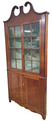 Antique AMERICAN 19th C Colonial Hepplewhite Cherry Curio CORNER CABINET Vitrine