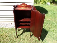 Vintage French Vernis Martin Style Hand Painted Music Cabinet Record Stand